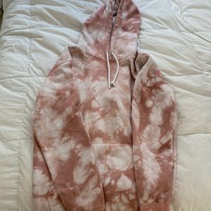 PINK AND WHITE TYE DYE HOODIE